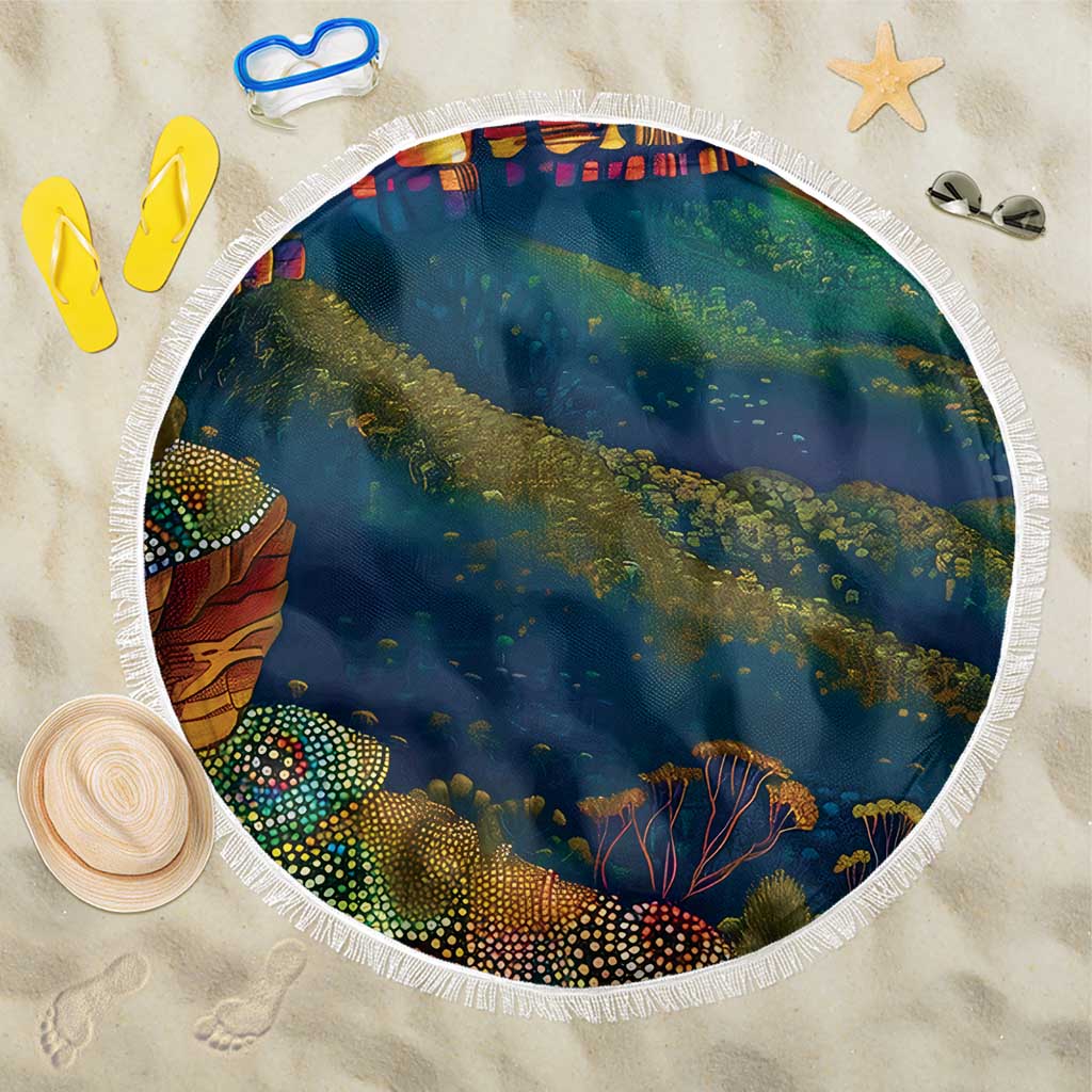 Australia Blue Mountains Beach Blanket Aboriginal Dot Painting