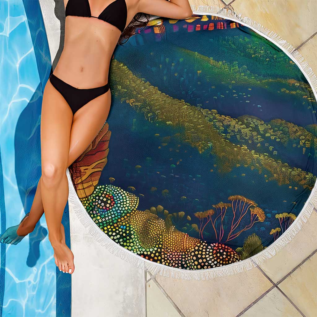 Australia Blue Mountains Beach Blanket Aboriginal Dot Painting