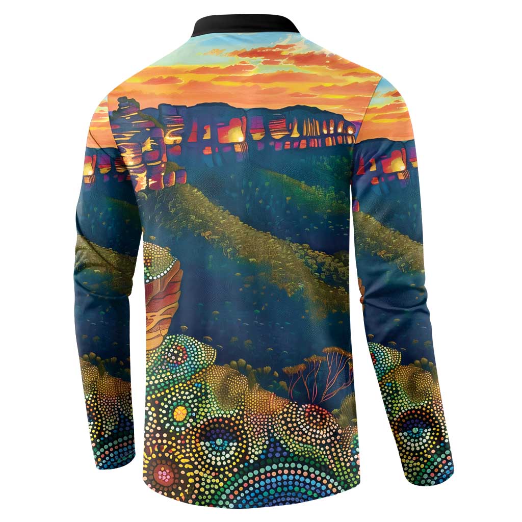 Australia Blue Mountains Button Sweatshirt Aboriginal Dot Painting