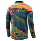 Australia Blue Mountains Button Sweatshirt Aboriginal Dot Painting
