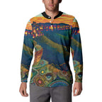 Australia Blue Mountains Button Sweatshirt Aboriginal Dot Painting