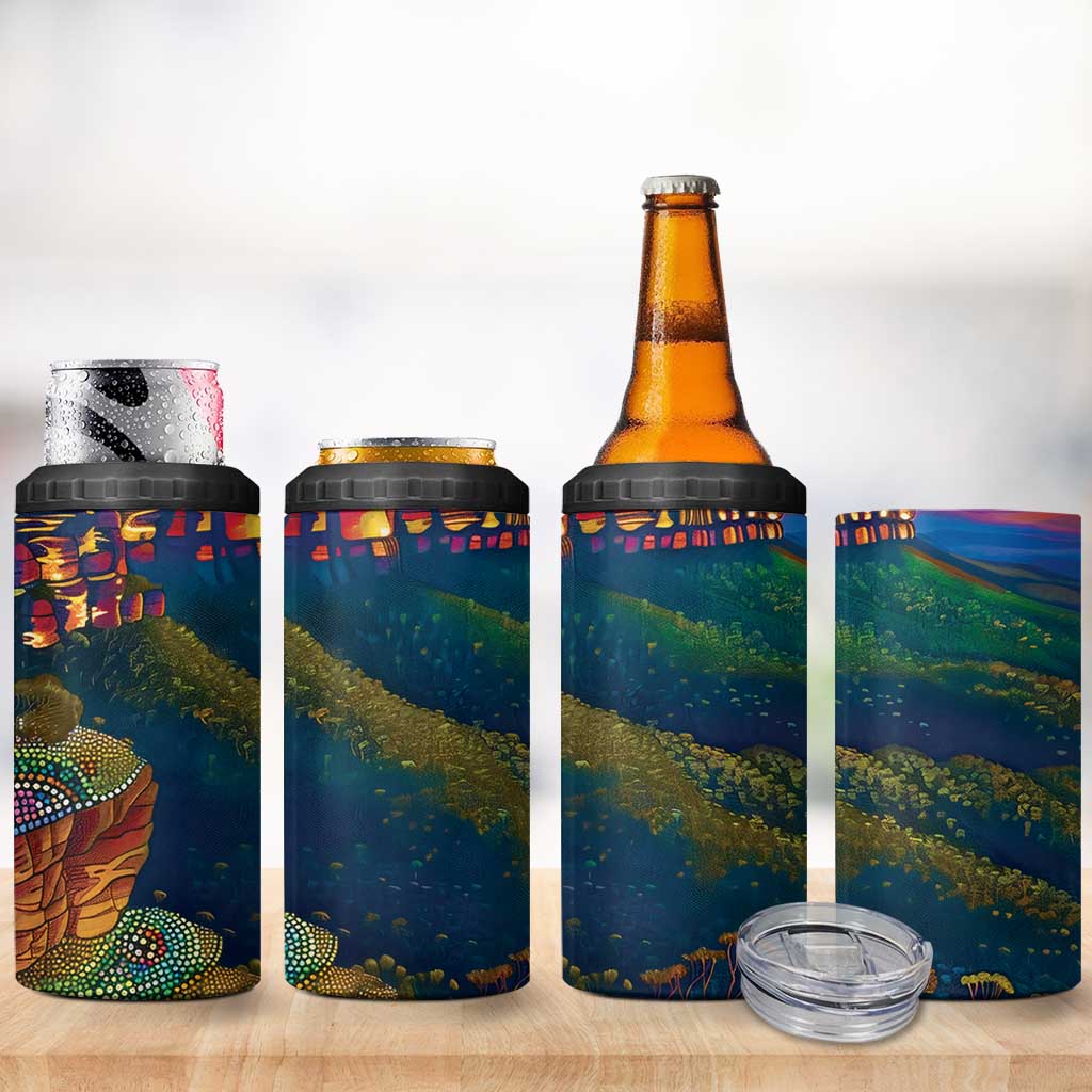 Australia Blue Mountains 4 in 1 Can Cooler Tumbler Aboriginal Dot Painting