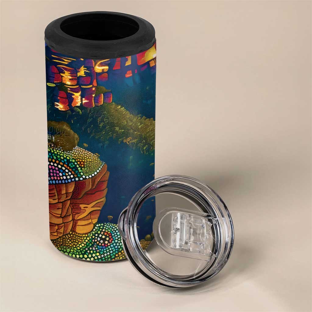 Australia Blue Mountains 4 in 1 Can Cooler Tumbler Aboriginal Dot Painting