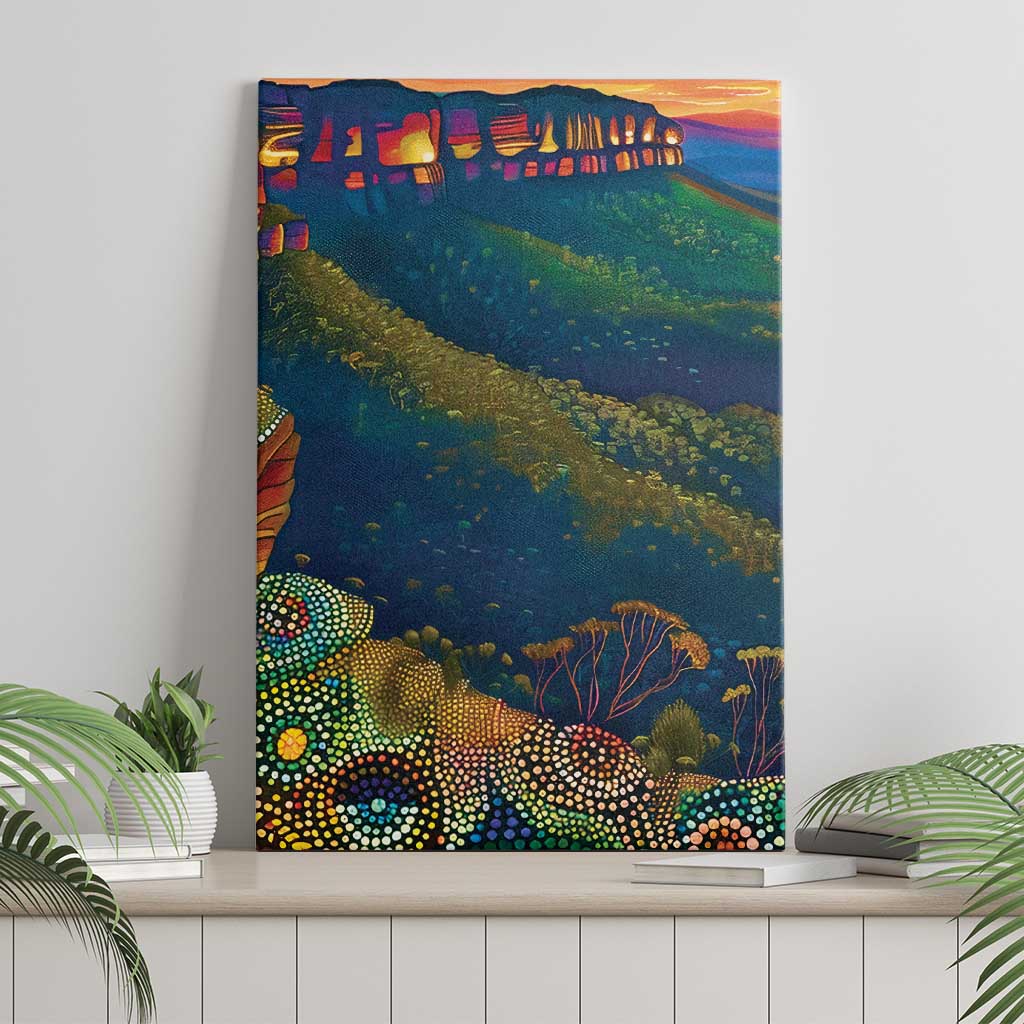 Australia Blue Mountains Canvas Wall Art Aboriginal Dot Painting