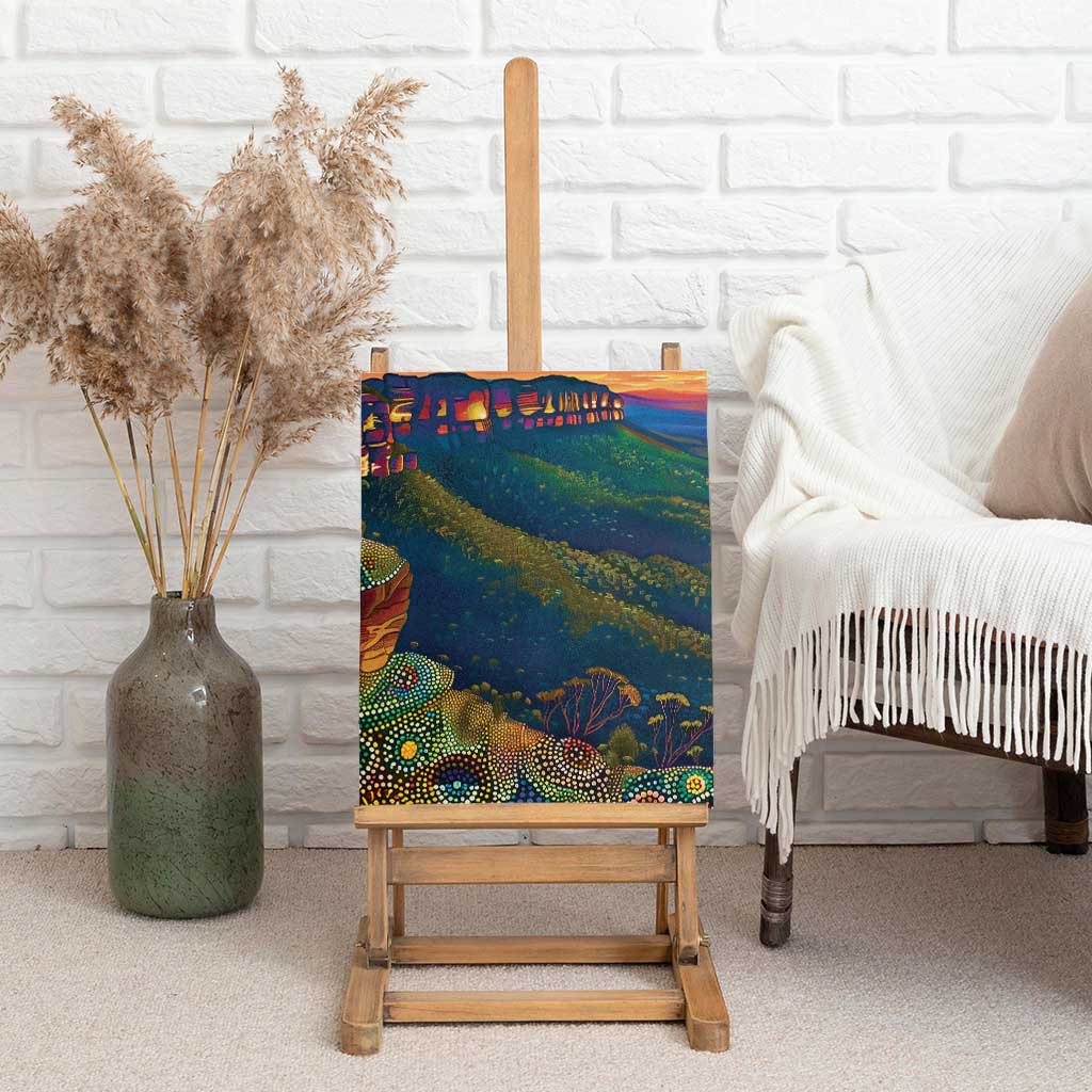 Australia Blue Mountains Canvas Wall Art Aboriginal Dot Painting