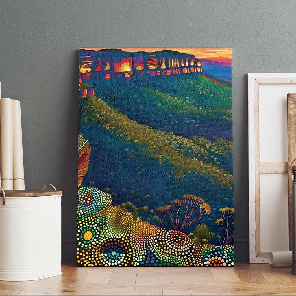 Australia Blue Mountains Canvas Wall Art Aboriginal Dot Painting