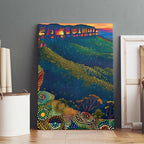 Australia Blue Mountains Canvas Wall Art Aboriginal Dot Painting