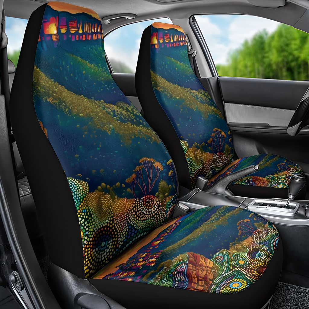 Australia Blue Mountains Car Seat Cover Aboriginal Dot Painting