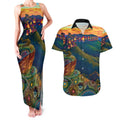 Australia Blue Mountains Couples Matching Tank Maxi Dress and Hawaiian Shirt Aboriginal Dot Painting