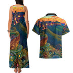 Australia Blue Mountains Couples Matching Tank Maxi Dress and Hawaiian Shirt Aboriginal Dot Painting