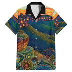 Australia Blue Mountains Family Matching Mermaid Dress and Hawaiian Shirt Aboriginal Dot Painting