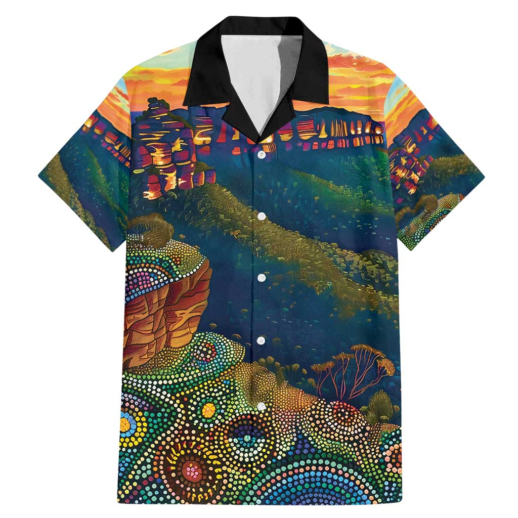Australia Blue Mountains Family Matching Mermaid Dress and Hawaiian Shirt Aboriginal Dot Painting