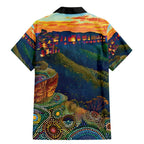 Australia Blue Mountains Family Matching Mermaid Dress and Hawaiian Shirt Aboriginal Dot Painting