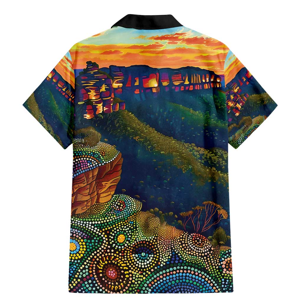 Australia Blue Mountains Family Matching Mermaid Dress and Hawaiian Shirt Aboriginal Dot Painting