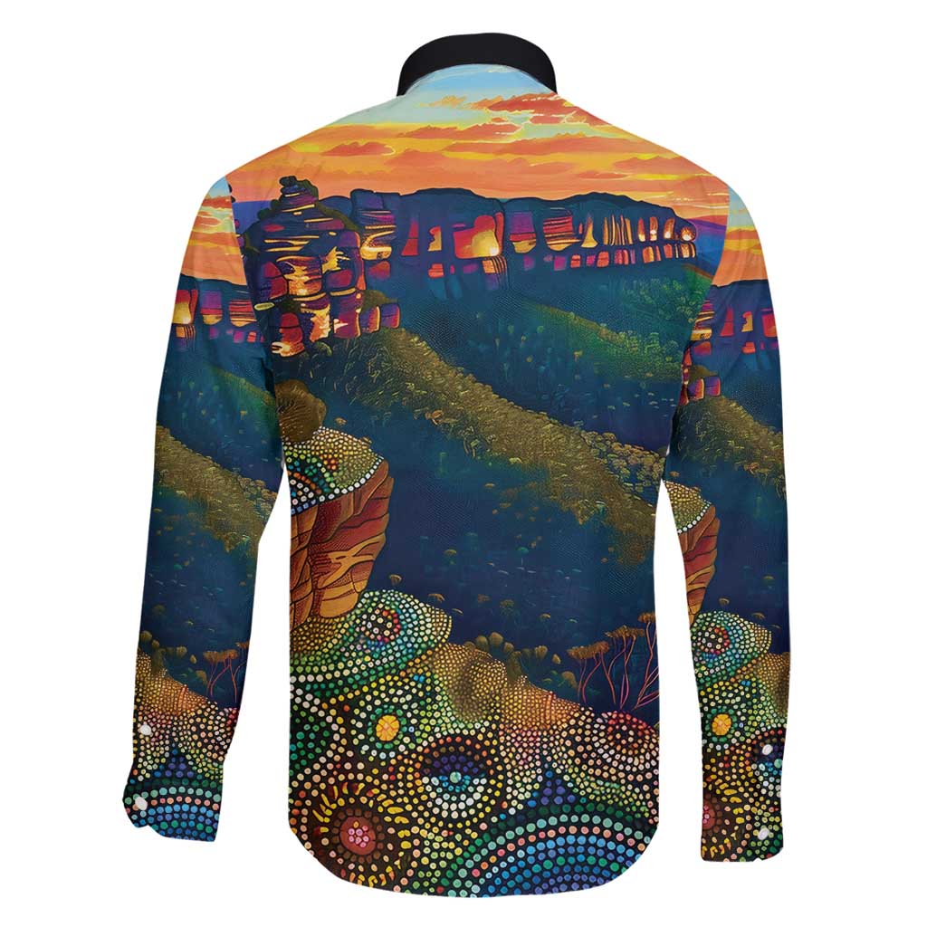 Australia Blue Mountains Family Matching Mermaid Dress and Hawaiian Shirt Aboriginal Dot Painting