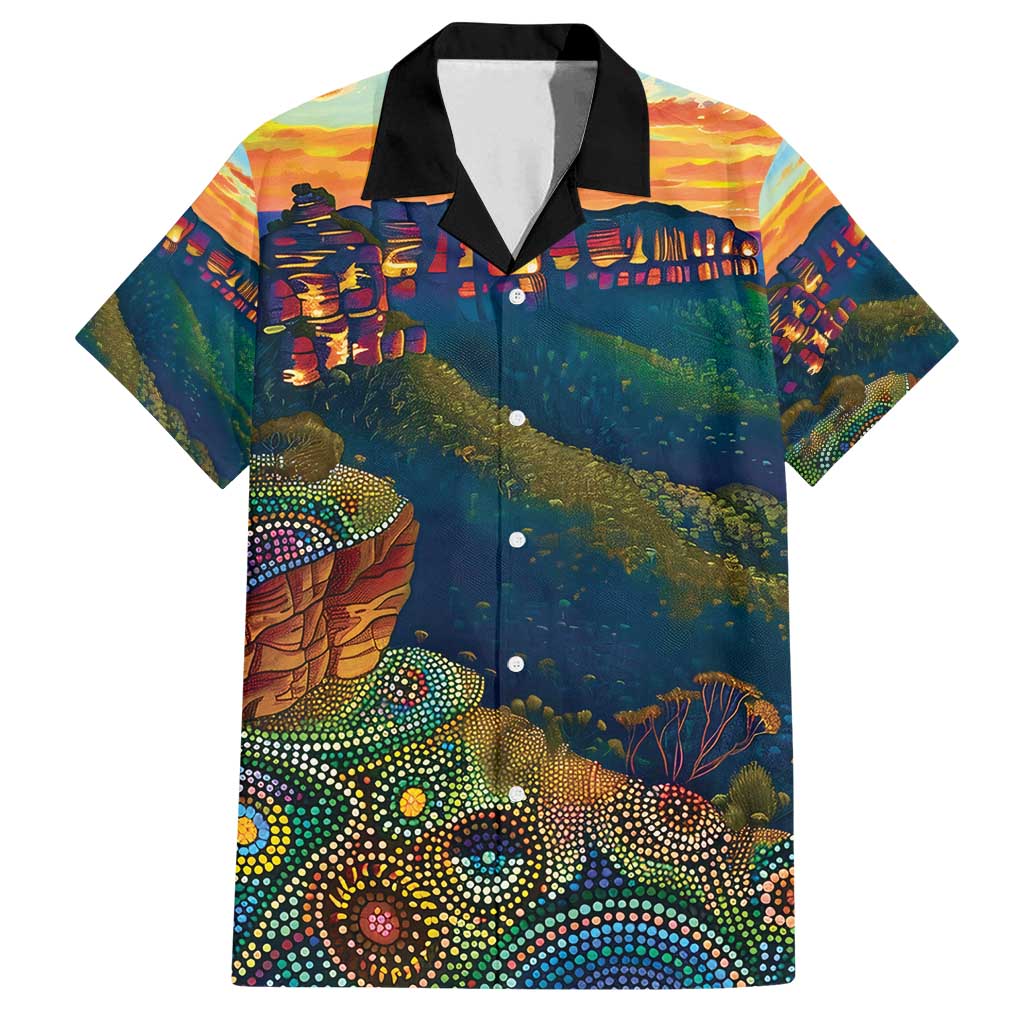 Australia Blue Mountains Family Matching Off Shoulder Maxi Dress and Hawaiian Shirt Aboriginal Dot Painting
