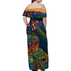 Australia Blue Mountains Family Matching Off Shoulder Maxi Dress and Hawaiian Shirt Aboriginal Dot Painting