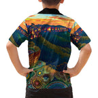 Australia Blue Mountains Family Matching Puletasi and Hawaiian Shirt Aboriginal Dot Painting