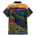 Australia Blue Mountains Family Matching Puletasi and Hawaiian Shirt Aboriginal Dot Painting