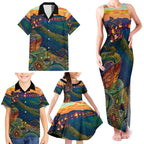Australia Blue Mountains Family Matching Tank Maxi Dress and Hawaiian Shirt Aboriginal Dot Painting