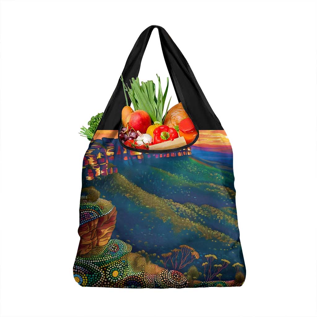 Australia Blue Mountains Grocery Bag Aboriginal Dot Painting