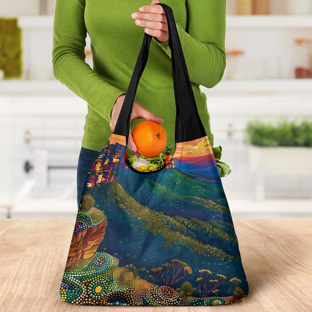 Australia Blue Mountains Grocery Bag Aboriginal Dot Painting