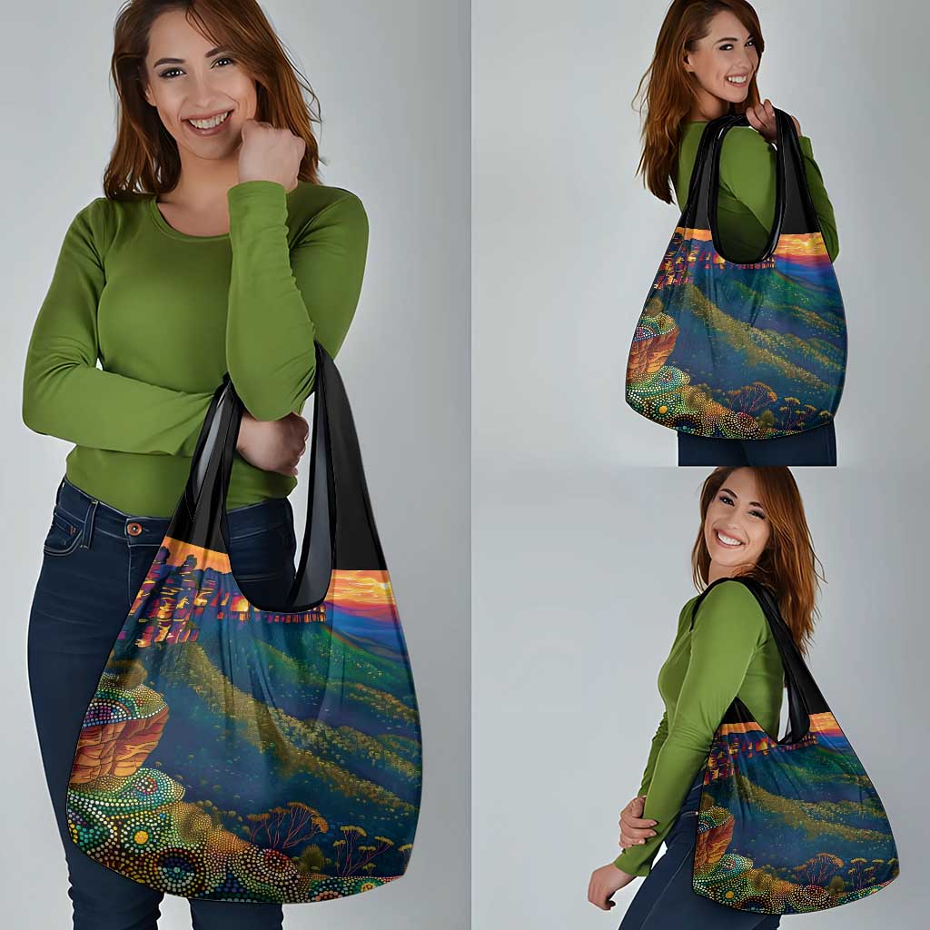 Australia Blue Mountains Grocery Bag Aboriginal Dot Painting