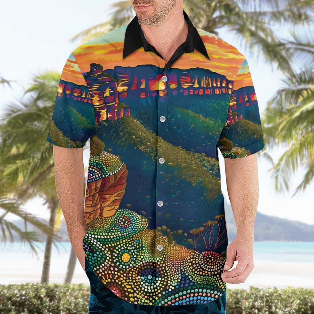 Australia Blue Mountains Hawaiian Shirt Aboriginal Dot Painting