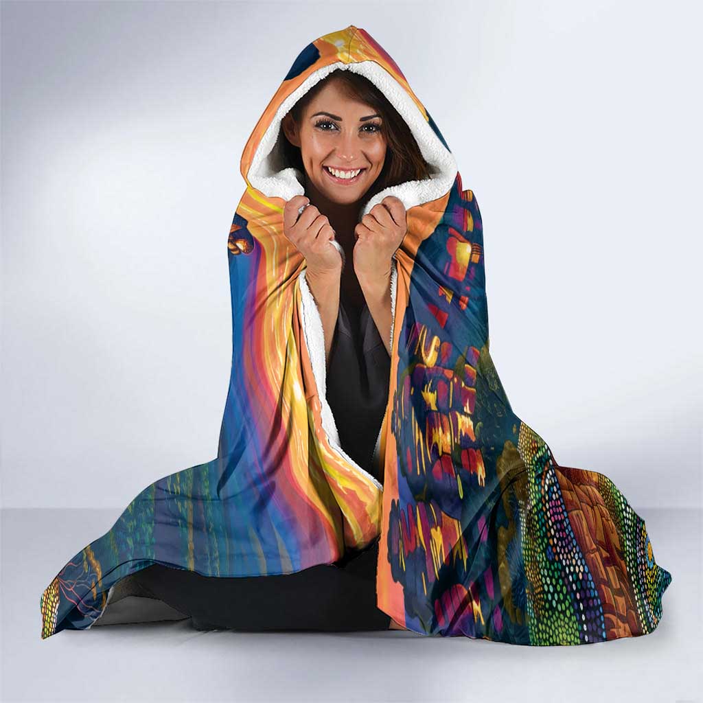 Australia Blue Mountains Hooded Blanket Aboriginal Dot Painting