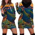 Australia Blue Mountains Hoodie Dress Aboriginal Dot Painting