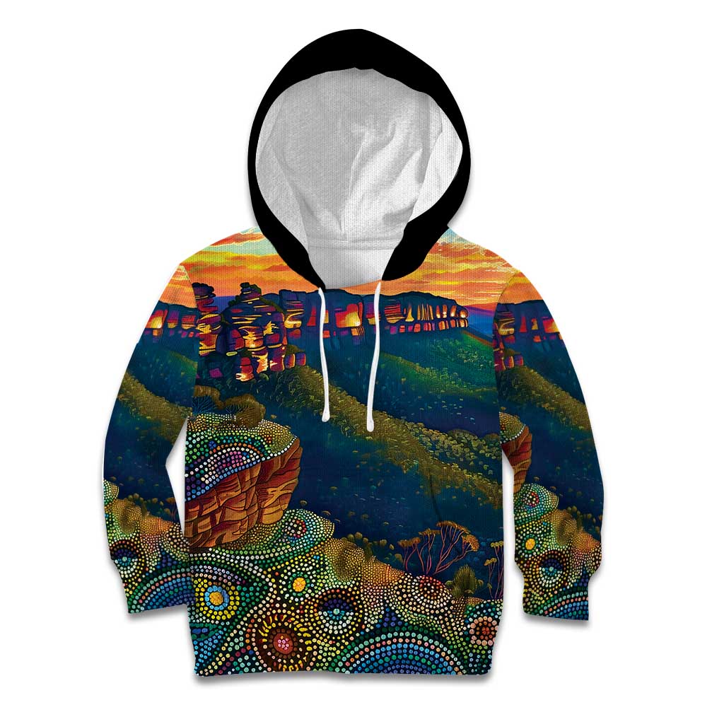Australia Blue Mountains Kid Hoodie Aboriginal Dot Painting