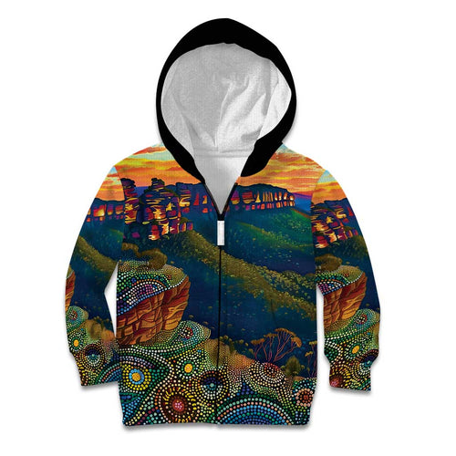 Australia Blue Mountains Kid Hoodie Aboriginal Dot Painting