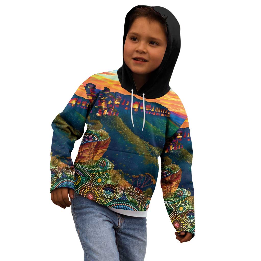 Australia Blue Mountains Kid Hoodie Aboriginal Dot Painting
