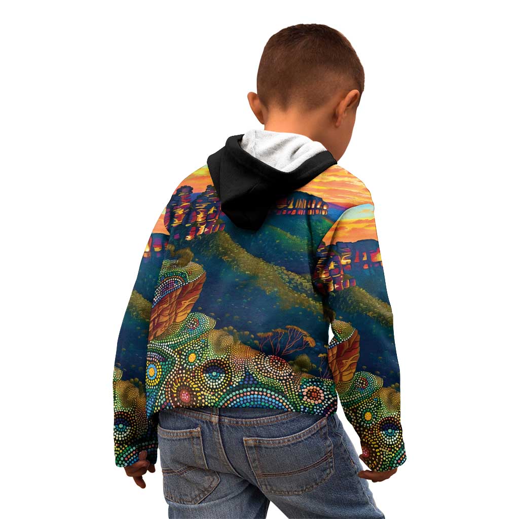 Australia Blue Mountains Kid Hoodie Aboriginal Dot Painting