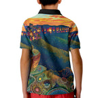 Australia Blue Mountains Kid Polo Shirt Aboriginal Dot Painting