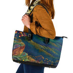 Australia Blue Mountains Leather Tote Bag Aboriginal Dot Painting