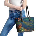 Australia Blue Mountains Leather Tote Bag Aboriginal Dot Painting
