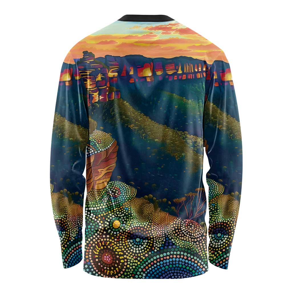 Australia Blue Mountains Long Sleeve Shirt Aboriginal Dot Painting