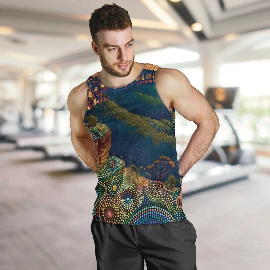 Australia Blue Mountains Men Tank Top Aboriginal Dot Painting