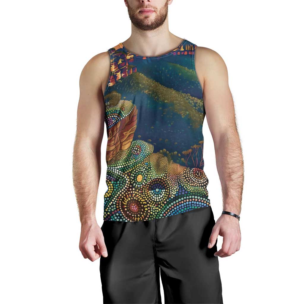 Australia Blue Mountains Men Tank Top Aboriginal Dot Painting