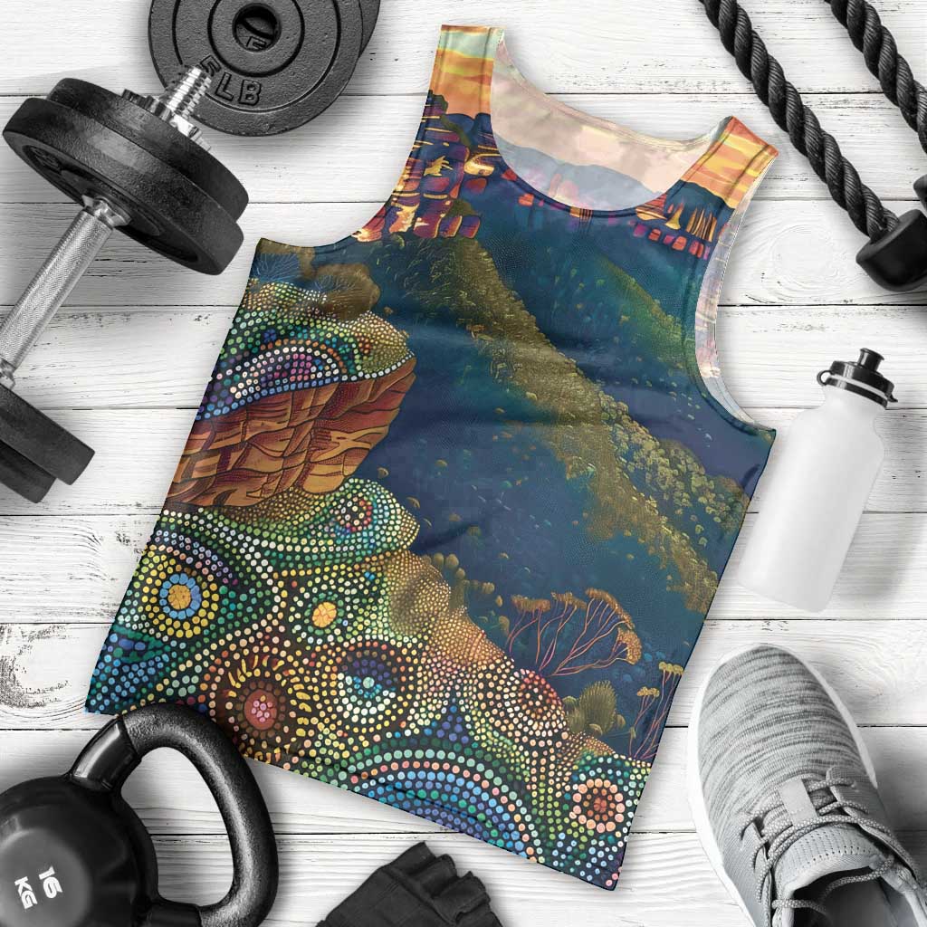 Australia Blue Mountains Men Tank Top Aboriginal Dot Painting