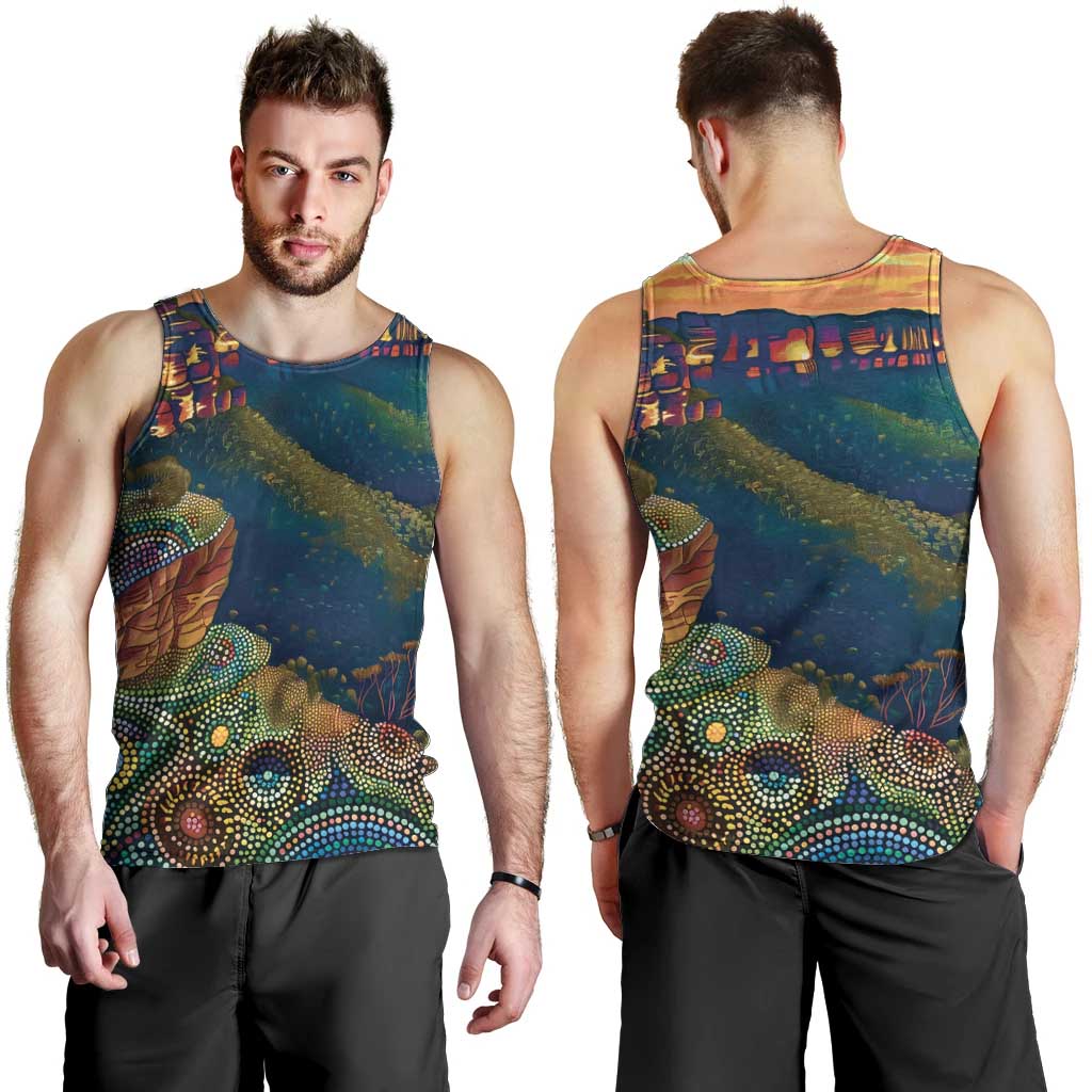 Australia Blue Mountains Men Tank Top Aboriginal Dot Painting
