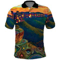Australia Blue Mountains Polo Shirt Aboriginal Dot Painting