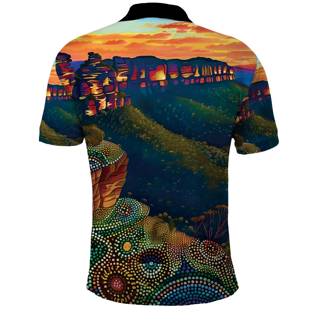Australia Blue Mountains Polo Shirt Aboriginal Dot Painting