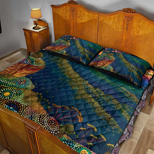 Australia Blue Mountains Quilt Bed Set Aboriginal Dot Painting