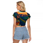 Australia Blue Mountains Raglan Cropped T Shirt Aboriginal Dot Painting