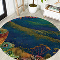 Australia Blue Mountains Round Carpet Aboriginal Dot Painting