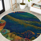Australia Blue Mountains Round Carpet Aboriginal Dot Painting