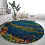 Australia Blue Mountains Round Carpet Aboriginal Dot Painting