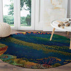 Australia Blue Mountains Round Carpet Aboriginal Dot Painting